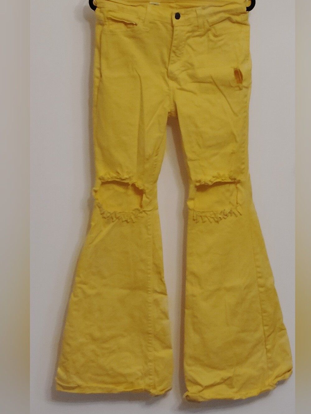 GJG Denim High-Rise Yellow Distressed Flare-Leg Jeans for Women 😮💨💛🫰🏾 - Picture 3 of 7